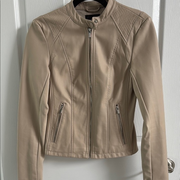 Express -Tan Faux Leather Moto Jacket - Picture 1 of 8